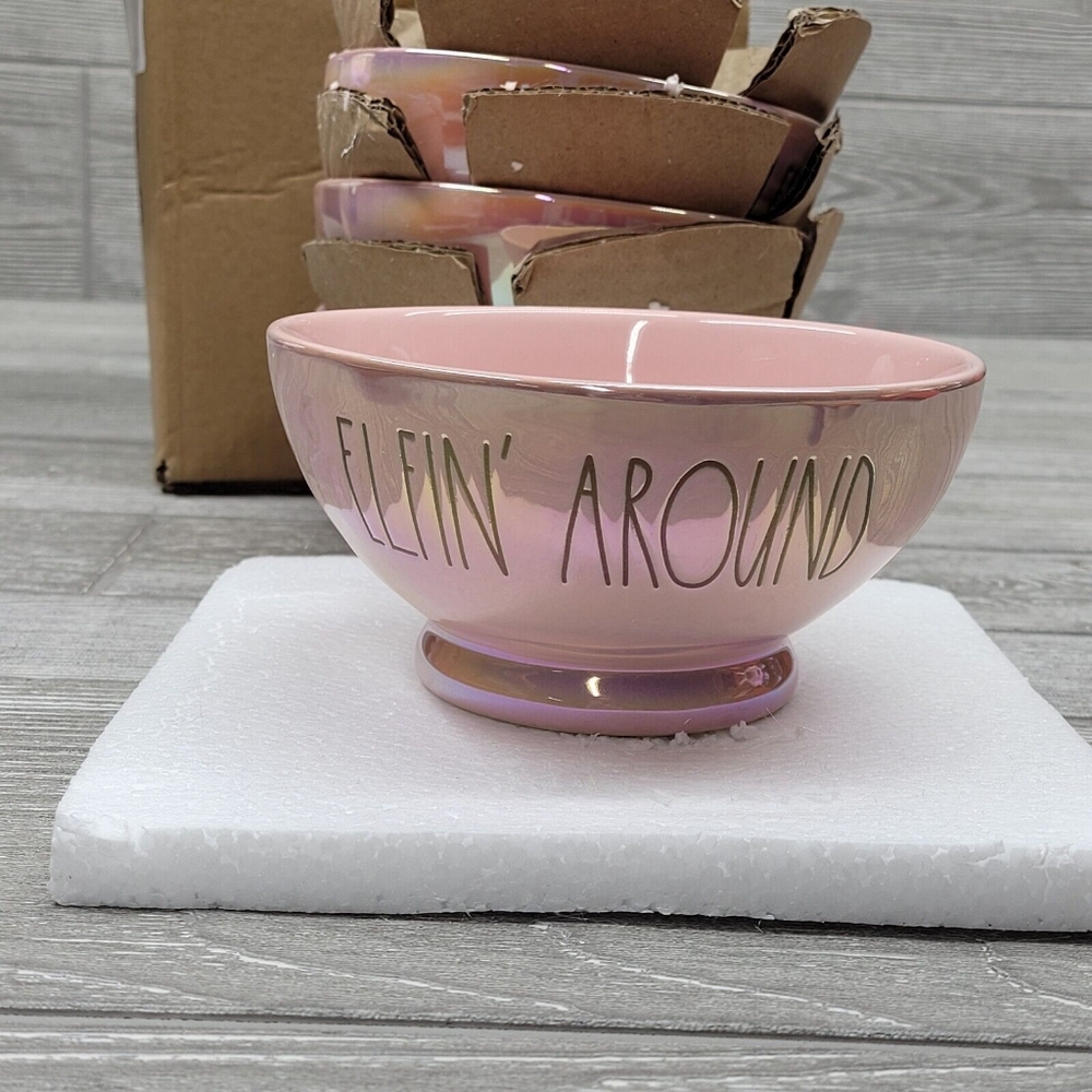 RAE DUNN - 4 pack SET - "Elfin' Around"Bowls Pink Iridescent NEW